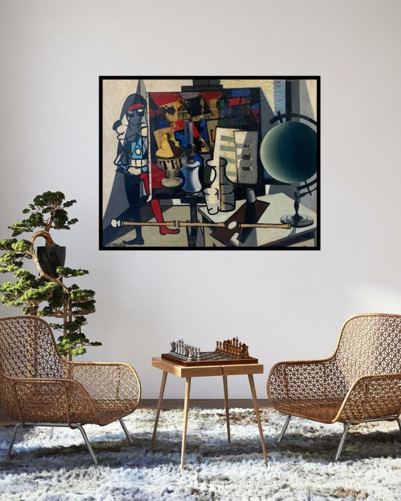 Claude Venard “ Arlequin aux bas rouges “ Huile sur toile 146 x 114 cm