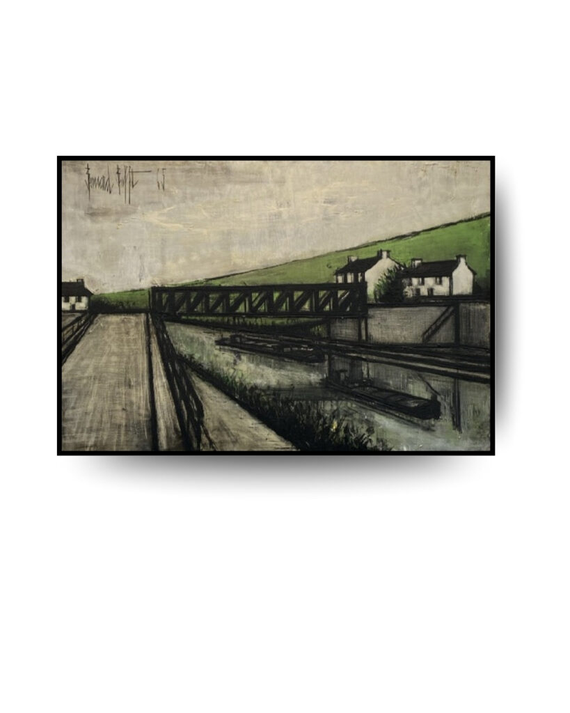 Bernard Buffet Huile sur toile “Le pon de fer, environ Saint cast” 1965 81 x 116 cm galerie jaf