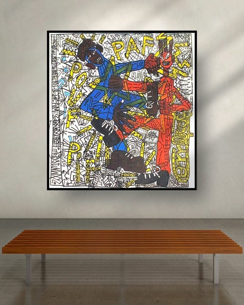 Robert Combas Acrylique sur toile “ Pif paf Pouf ! mais pas Puf ” 220 x 210 cm N° d’archives 7400 2017 galerie jaf